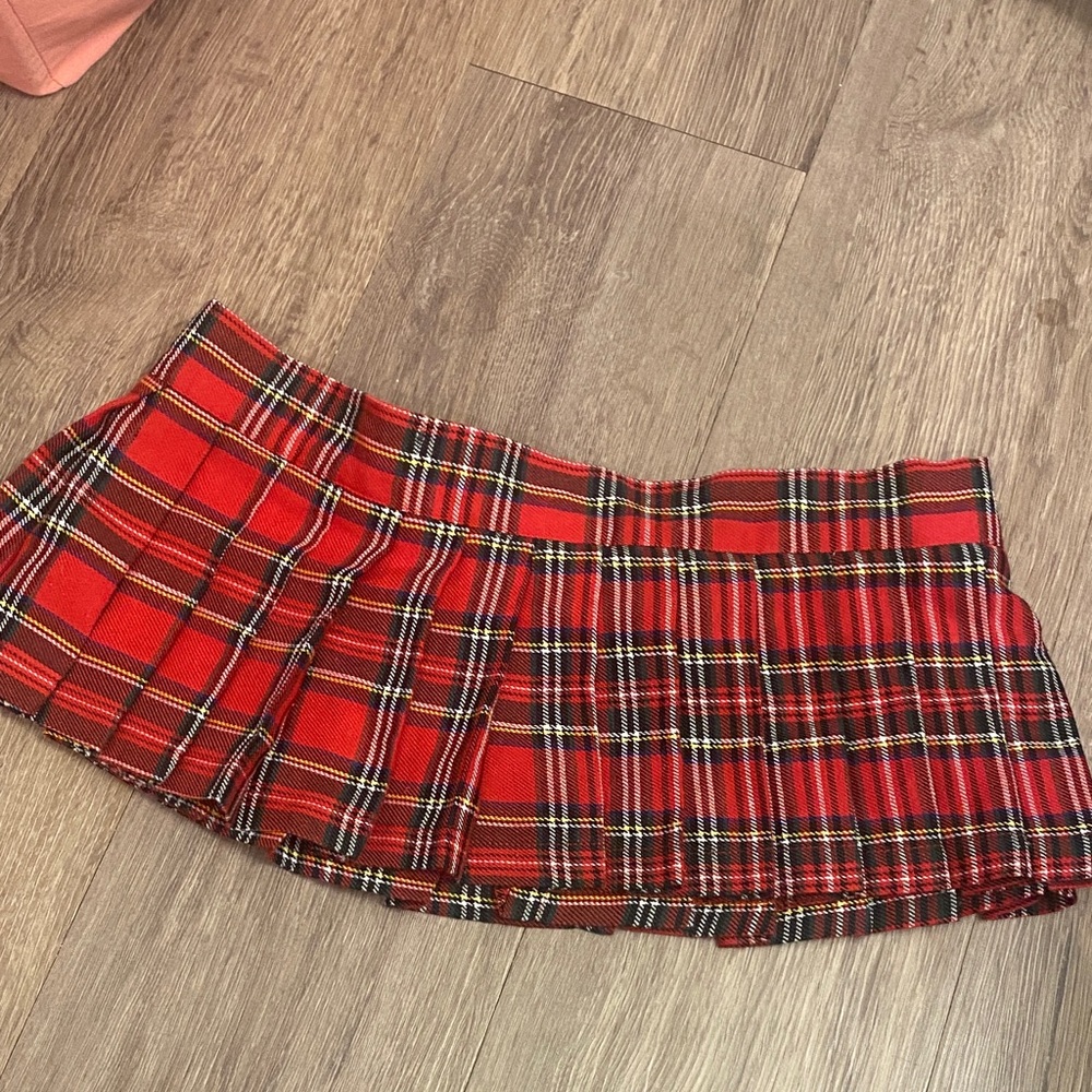 Red Plaid Micro Lingerie Skirt